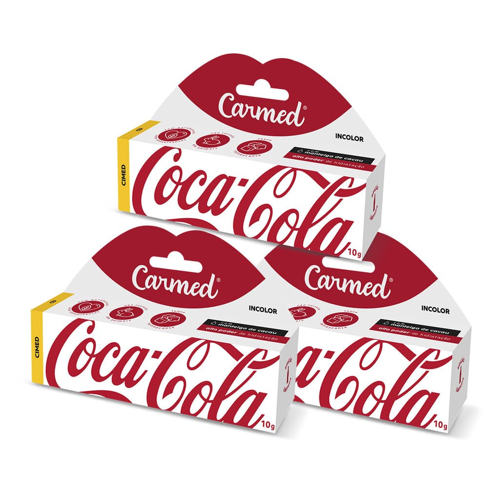 Kit 3 Und Hidratante Labial Carmed Coca-Cola Incolor 10g