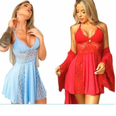 Kit 02 Camisola Sensual Bonita Rendada Em Microfibra Cruzada Nas Costas