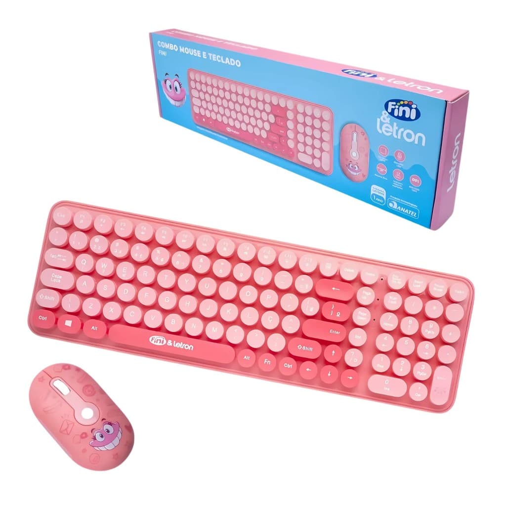 Kit Mouse e Teclado Fini Wireless com Mini Receptor Letron Leo&Leo Leonora - 10323