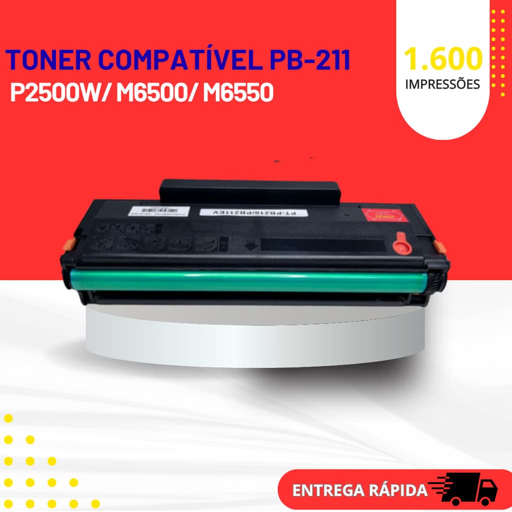 Toner Compatível com  Elgin Pantum Pb-211 PB-210  Para Impressora P2500w P2502w M6550nw M6552nw M6600nw M6602nw Novo.