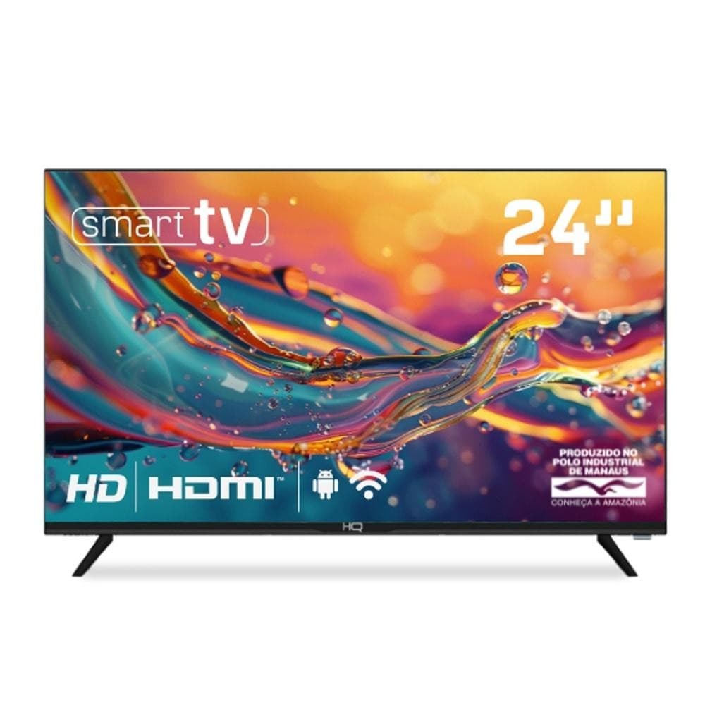 Smart TV HQ 24" HD Tela sem Bordas Sistema Android Design Slim HQS24NKHM