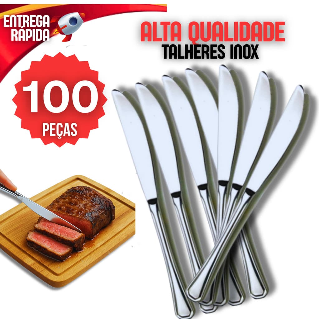 Kit 100 Faca Talheres 100% Aço Inox Kit Premium  Buffet Restaurante Lanchonete Qualidade Cozinha Casa
