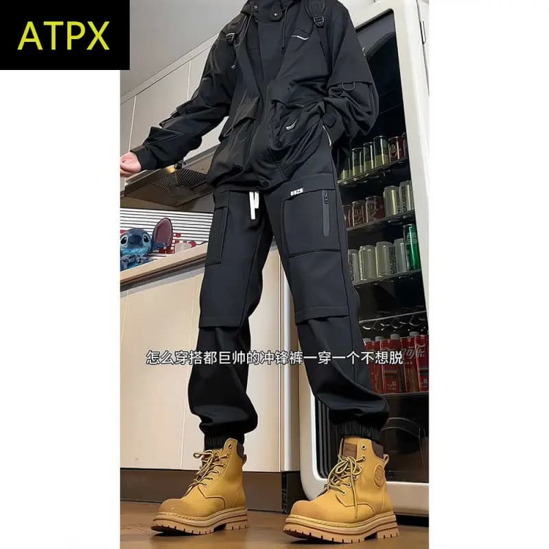 Jaqueta impermeável masculina de venda quente primavera outono Casual solta perna reta tornozelo-harness bonito ao ar li