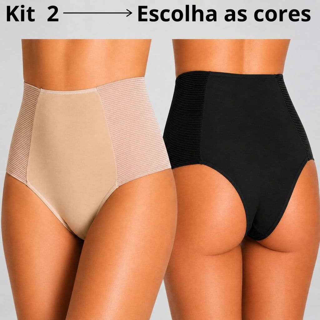 Kit 2 Cinta Calcinha Modeladora Lateral Reforçada Pós Parto - Cibele