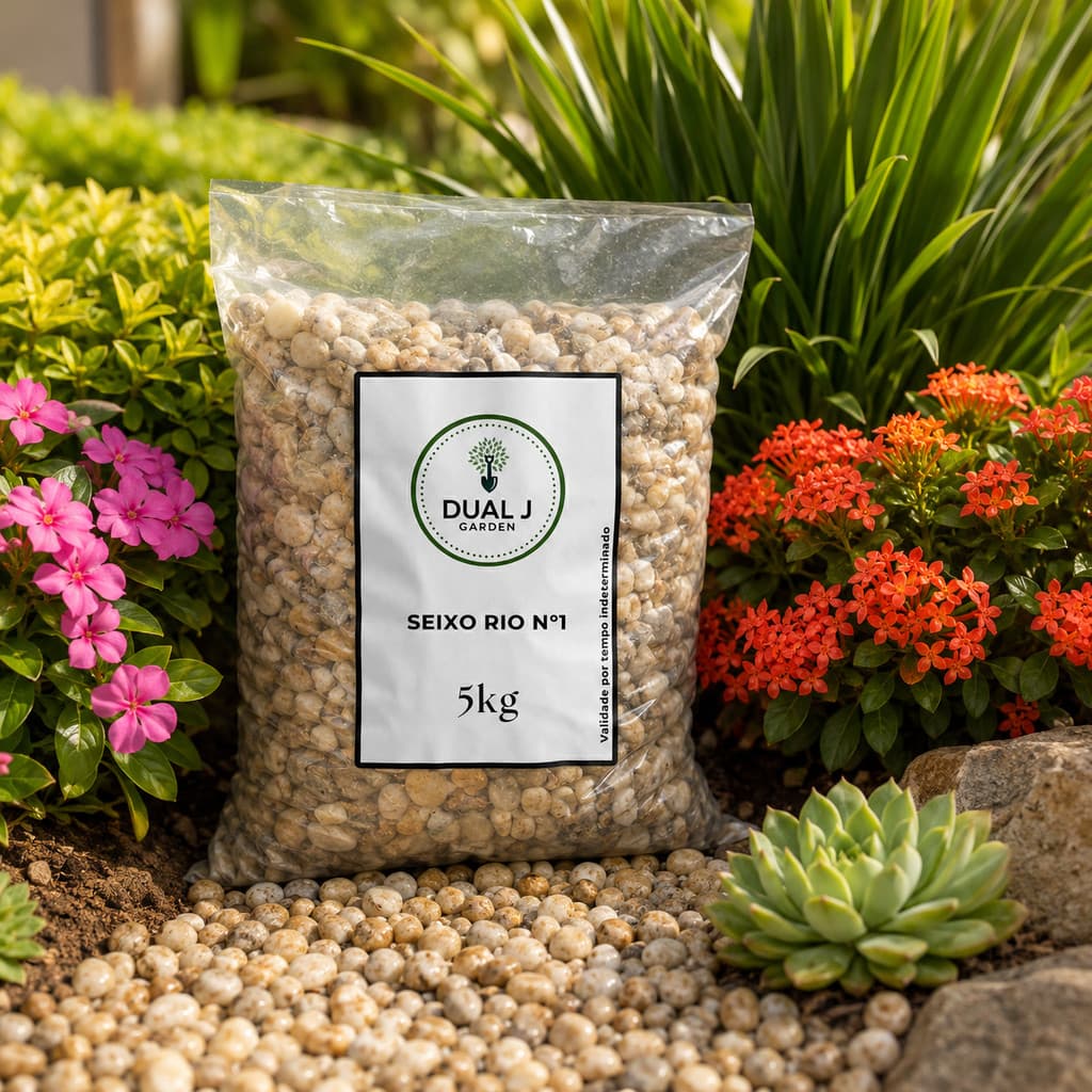 Seixo Rio Nº1 Dual J Garden 5kg Pedra Decorativa Para Vasos Jardins Canteiros Paisagismo