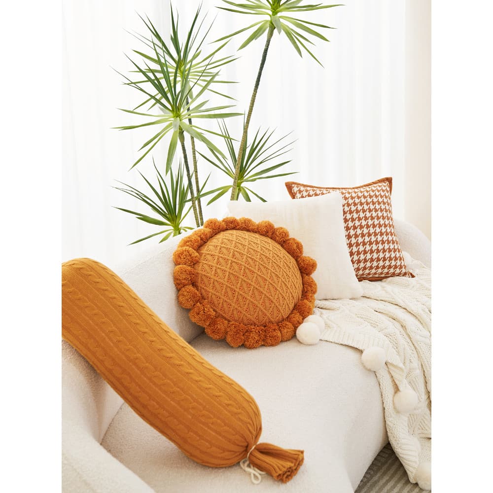 Houndstooth travesseiro sofá sala de estar laranja sol flor Bay janela encosto almofada menina dormir perna fronha
