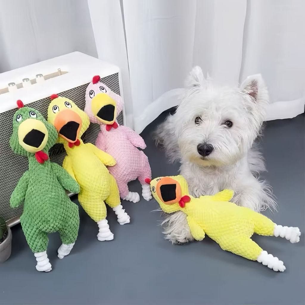 Brinquedo Mordedor Pelúcia Galo Grande Pet Com Apito Cachorros Cães Grande e Médio Porte - 35cm