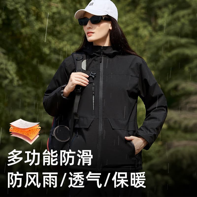 Jaqueta impermeável masculina feminina com capuz jaqueta de lã integrada forro de lã jaqueta quente montanhismo ao ar li