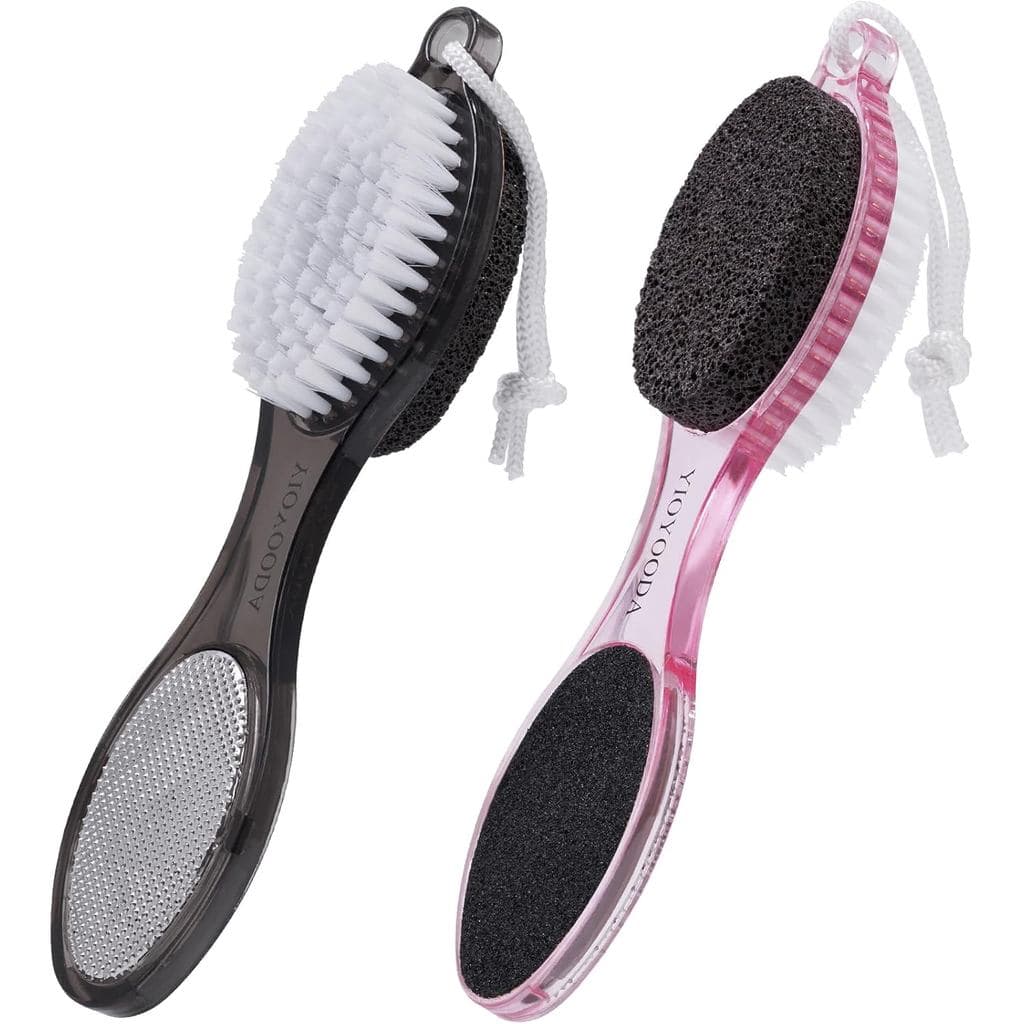 Escova para limpeza dos pés e lixa para os pés, esfoliador de pés quatro em um, escova esfoliante para os pés, lixa e fe