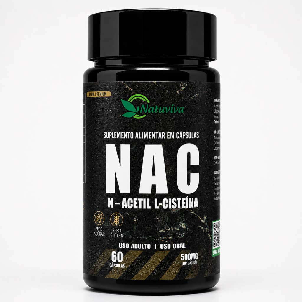 Natuvitae NAC N-Acetilcisteína 500mg 60 cápsulas Antioxidante Zero Açúcar Sem Glúten