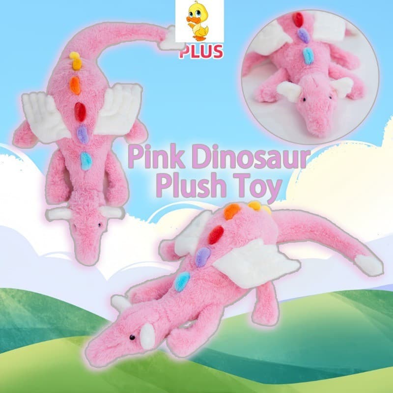 Mais ✨ Alta Qualidade Dragão Voador Brinquedo De Pelúcia Bonito Dinossauro Rosa Com Asas Voadoras Boneca Casa Sofá Decer