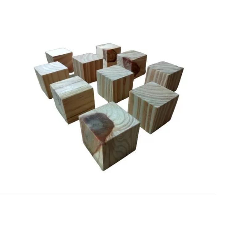 20 Peças Cubos Madeira Artesanato 2,5cm X 2,5cm Pinus Lixado