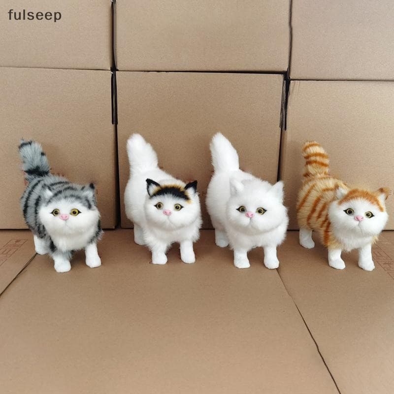 [fulseep] Simulação Fofa De Gato Brinquedos De Pelúcia Macio Modelo De Gatinho Falso Animais Realistas Para Crianças Men