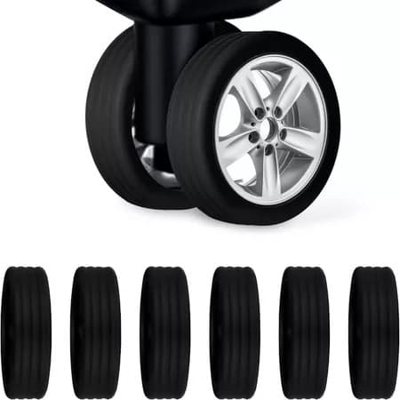 Kit8 Protetor Silicone Rodas Mala Viagem Aérea Universal Anti Ruído Aeroporto Pronta Entrega