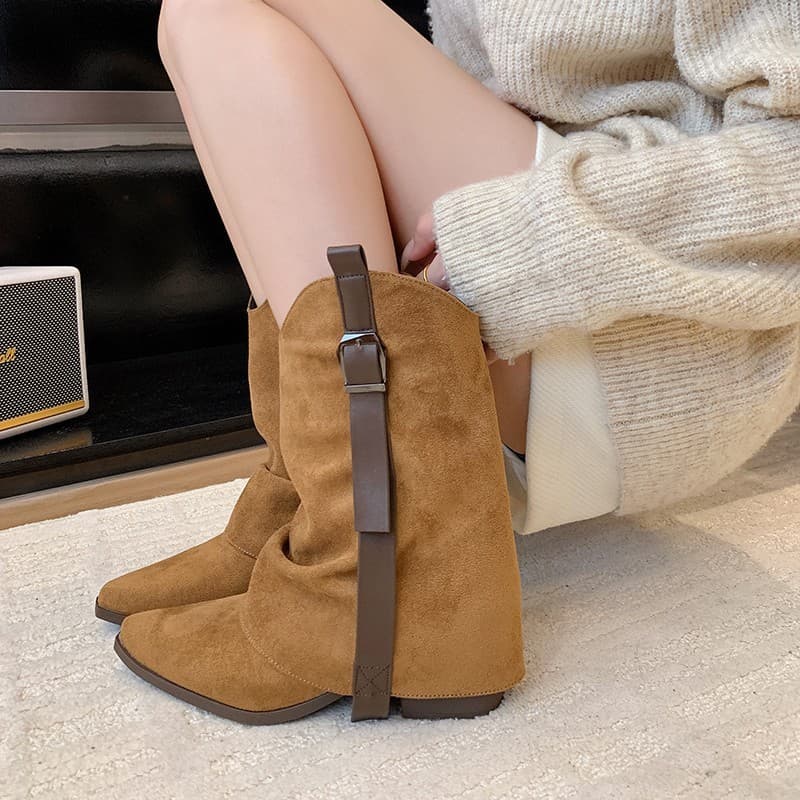Novo estilo elegante dedo do pé apontado bonito Martin botas femininas novo estilo outono inverno Retro calças botas nov