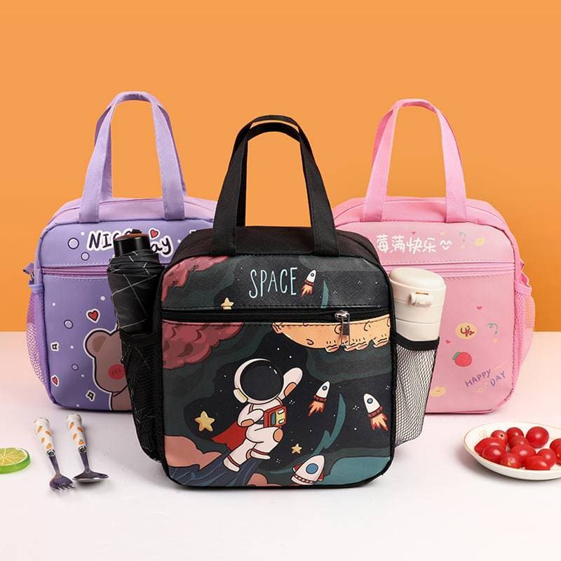 Crianças dos desenhos animados lancheira bolsa isolada lancheira saco de almoço à prova dwaterproof água lona folha alum