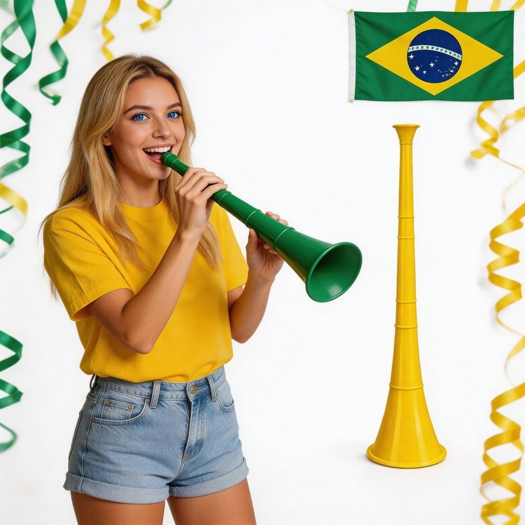 Corneta de Torcida Brasil 90cm Buzina Grande para Festa Jogos e Comemoração