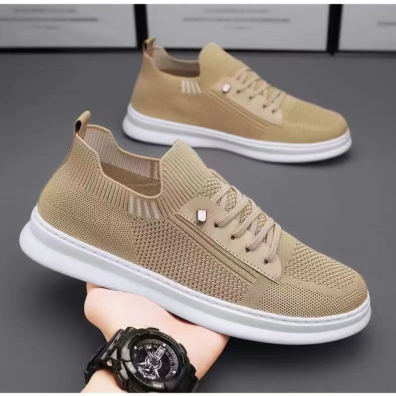 Sapatos masculinos verão respirável fino voando tecido malha Casual esportes malha sapatos deslizamento-em sola macia de