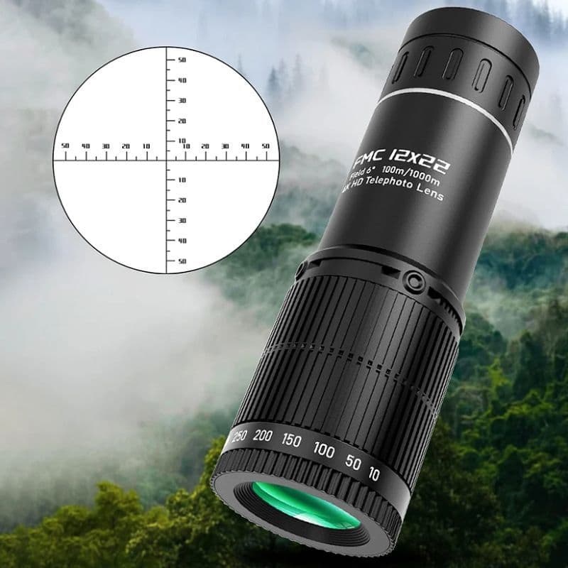 Novo telescópio monocular 12×22 com retículo em cruz, visão noturna em baixa luminosidade, mini telescópio portátil para