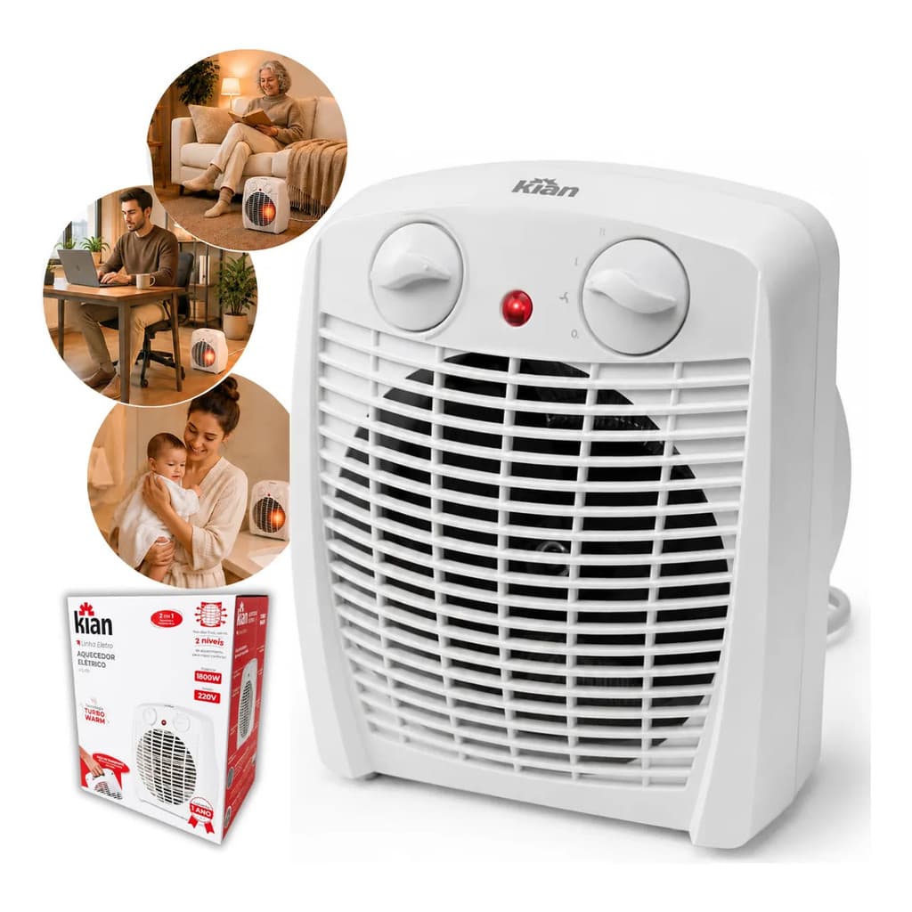 Aquecedor E Ventilador Elétrico Portátil Kian 1800w 220v