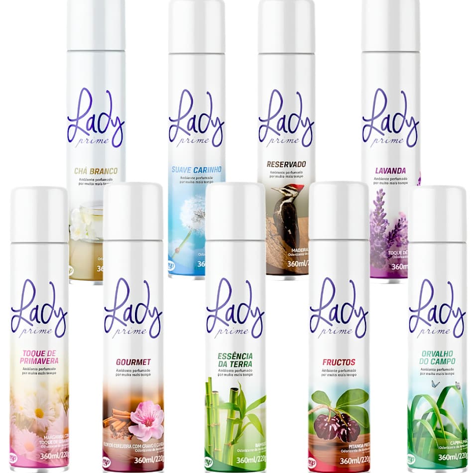 Odorizador de Ambientes Lady Prime 360ml Aromatizador para Casa Spray Neutraliza Odores Lady Prime 360ml Longa Duração