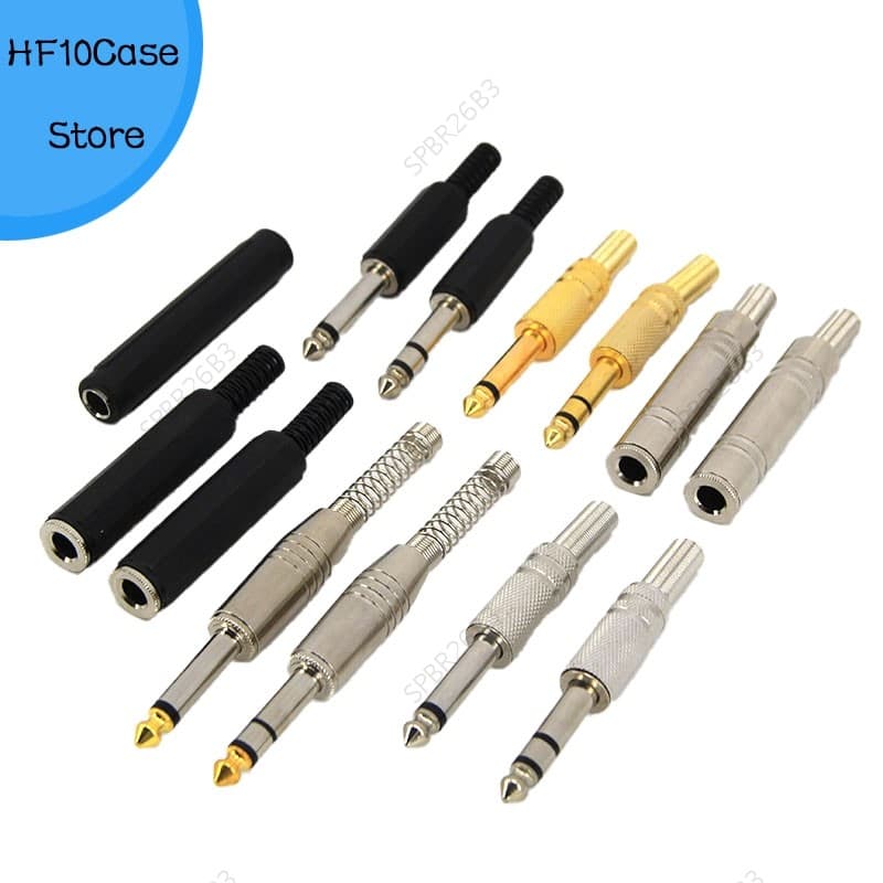2 Peças 2 3 Pólos 6.35mm 6.5mm Áudio Macho Fêmea mono Estéreo Conector De Solda Tomada Banhado A Ouro Amplificador De me