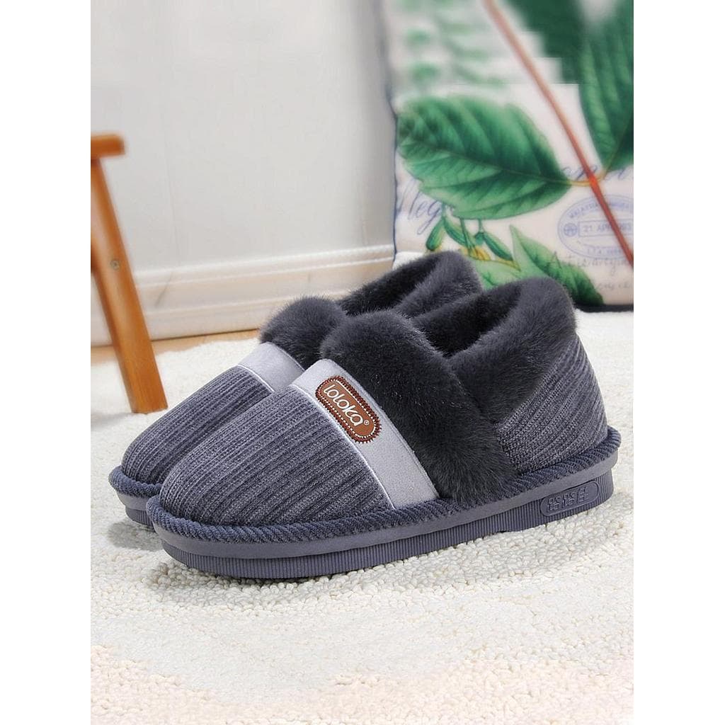 Lujia chinelos de algodão de salto masculino inverno 2024 novo estilo casa de sola grossa quente antiderrapante sapatos