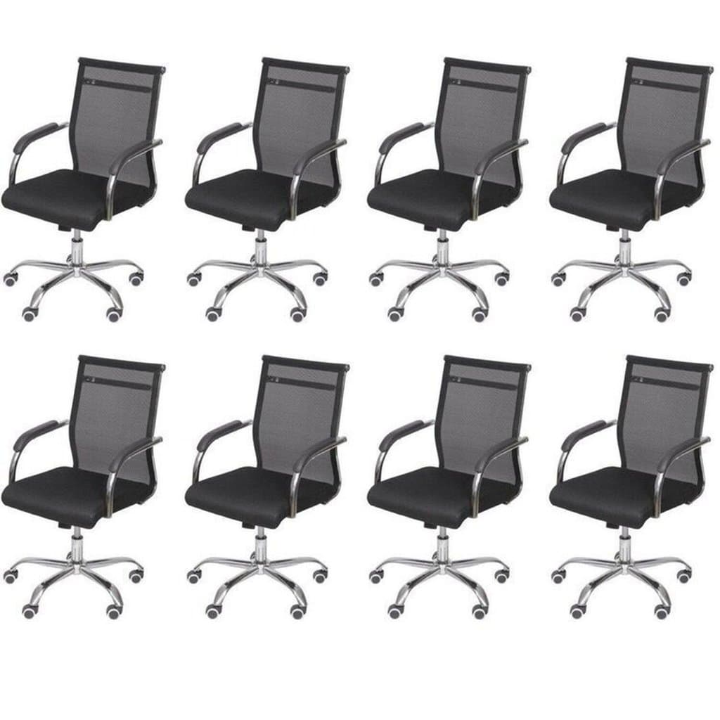 Kit 8 Cadeiras Escritorio Diretor Tela Mesh Roma 3312 Preto Cadeira Diretor
