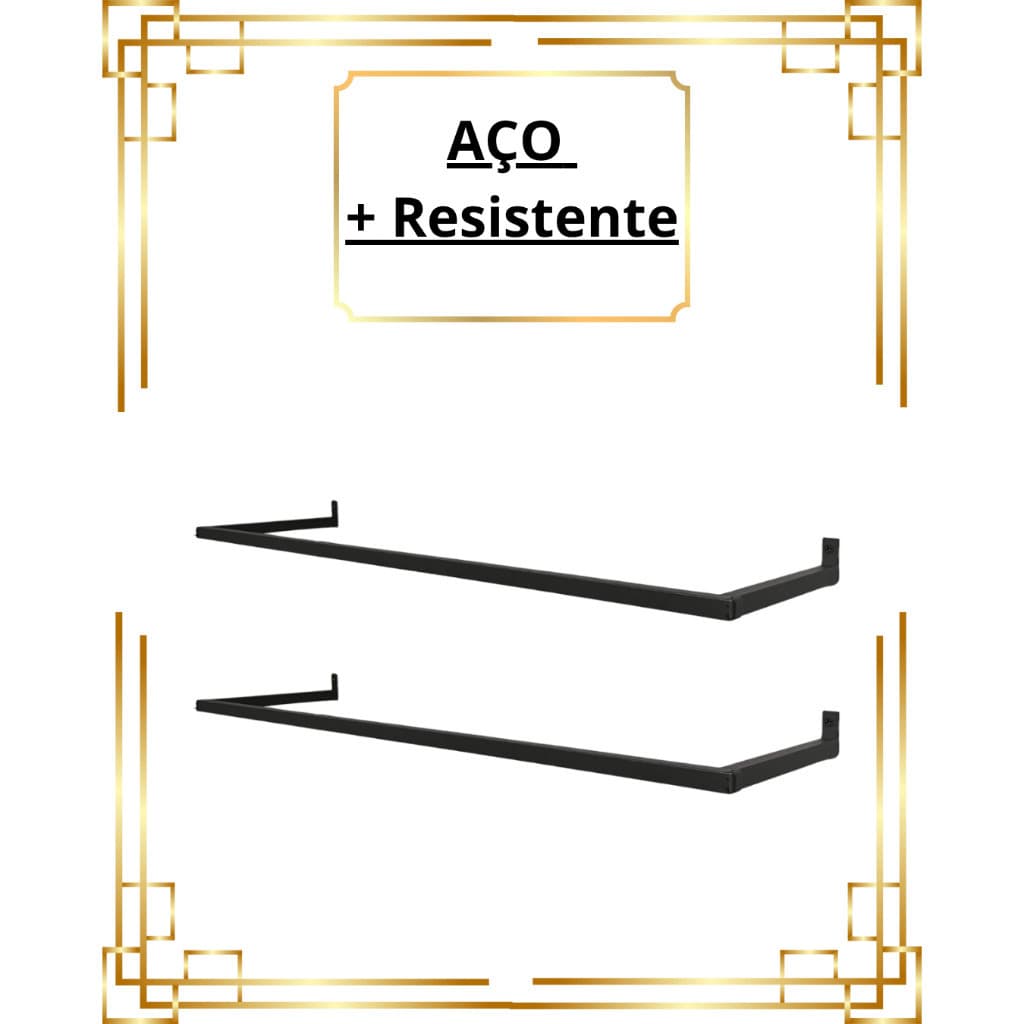 Arara De Parede 60cm 80cm 100cm 120cm Cabideiro Aço Resistente Organizador de Roupas Loja Quarto
