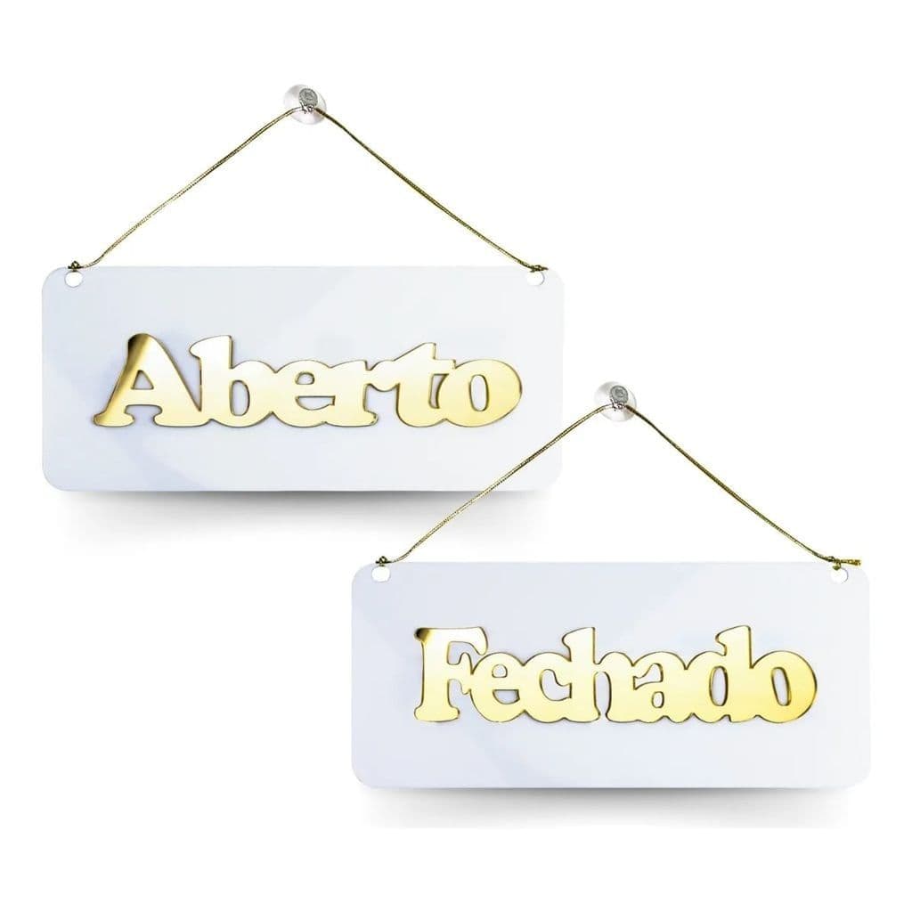 Aviso de Porta de Acrílico Branco 20x9cm