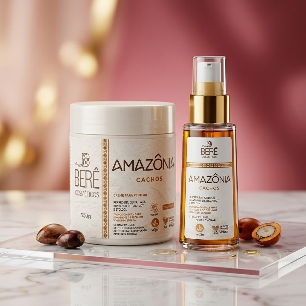 Kit Óleo Capilar + Gelatina Finalizadora Bela Berê Brilho Intenso Definição dos Cachos Controle do Frizz