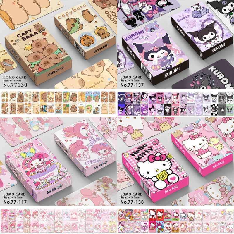 Capivara Sanrio Kuromi Hello Kitty Cinnamoroll Melody Photocard Lomo Card 30 Unidades/Caixa