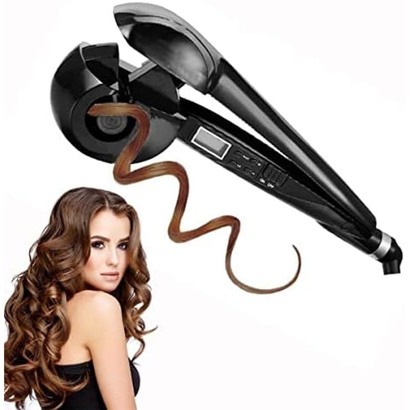 Modelador De Cabelo Hann , Automático De Máquina De Onda De Rolo Cerâmico LCD Pro Salon , Preto , 1 Contagem (Pacote Com