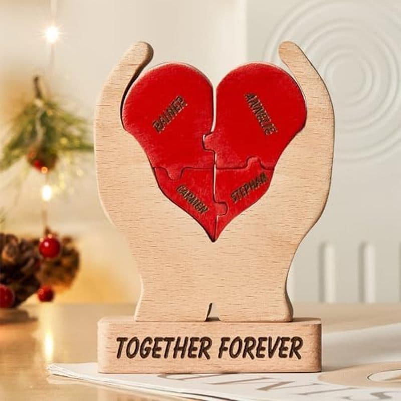 Quebra-Cabeça De Família De Urso Abraçando De Madeira Personalizado Com 2 A 10 Nomes , Dia Das Mães Presentes De Anivers