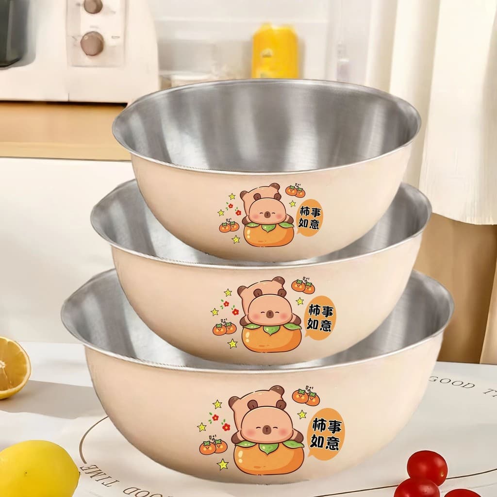 Conjunto de três peças tigela de salada de aço inoxidável espessada de qualidade alimentar bacia de macarrão japonês bac