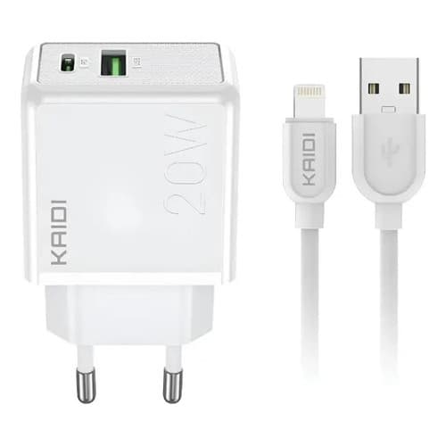 Kit Carregador Kaidi Pd+qc Kd-670a 20w 3a Lightning