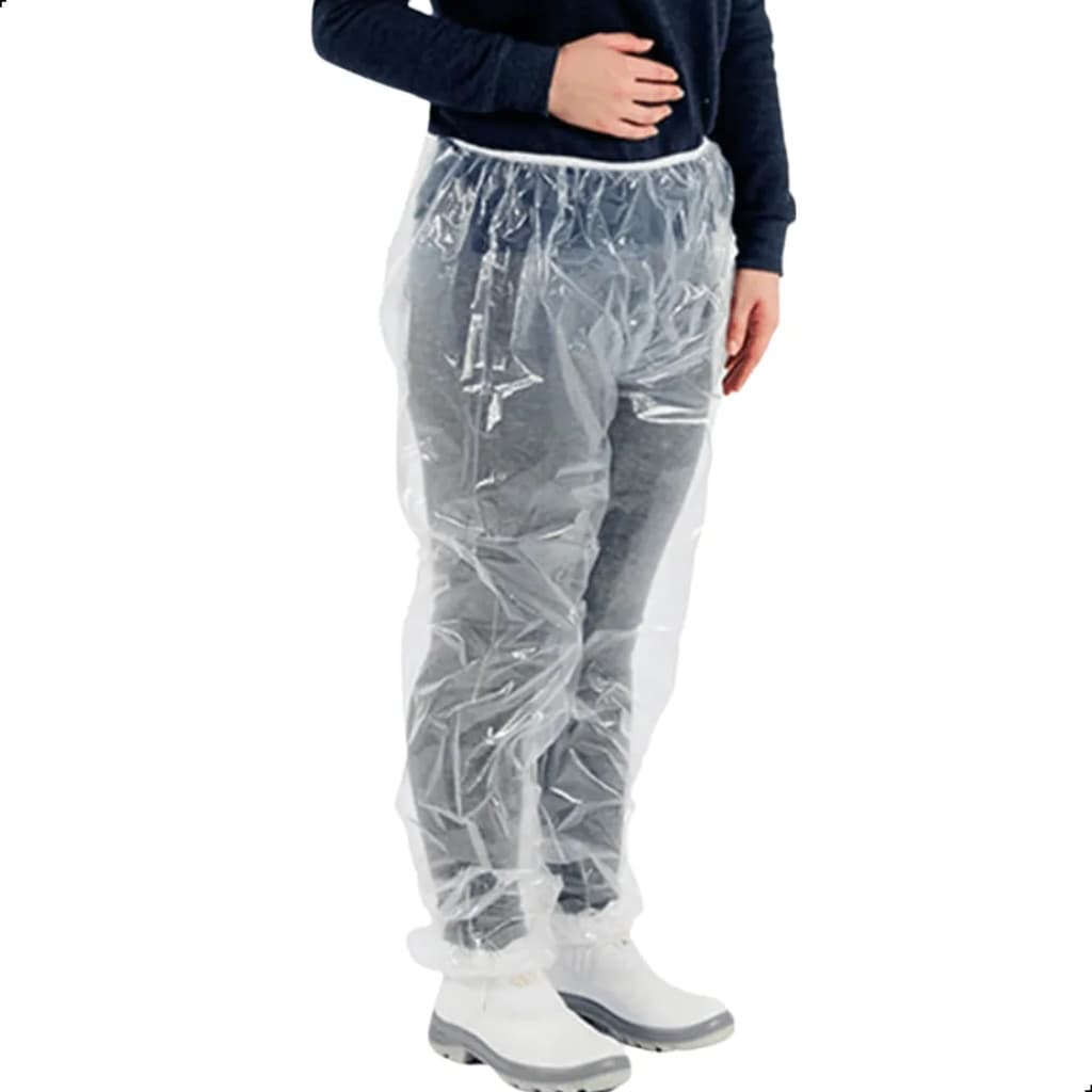 Calça Plástica Polietileno Com Elástico Cintura e Tornozelo 50 Unidades