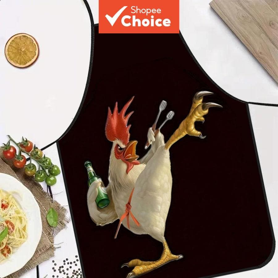 Avental Engraçado de Galo Desenho Animado para Cozinha, Churrasco, Limpeza e Artesanato