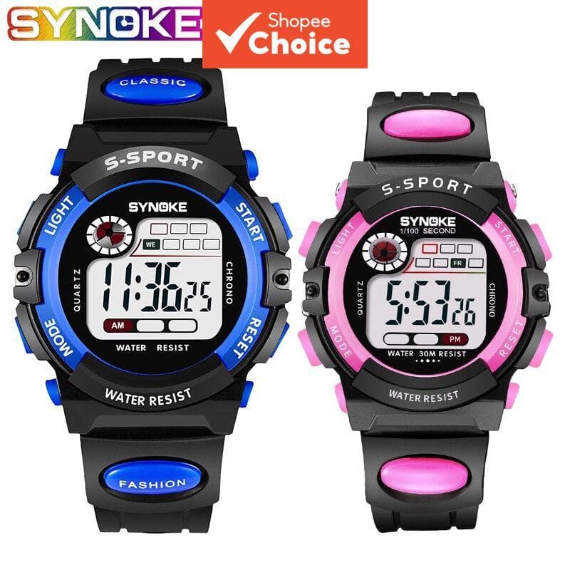 Relógio Esportivo Digital À Prova D'água Synoke Kids Com LED Multifuncional Para Meninos E Meninas