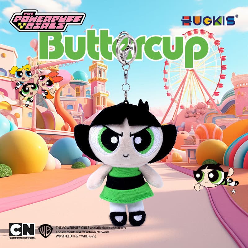Genuíno Powerpuff meninas boneca de pelúcia pingente bonito boneca chaveiro dos desenhos animados bolha boneca presente