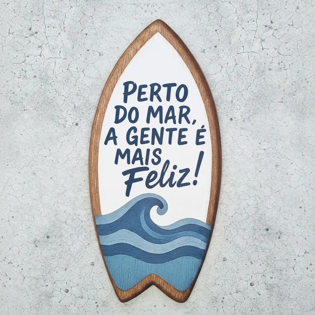 Placa Decorativa Prancha Surf Mdf 19x39 Perto Do Mar...