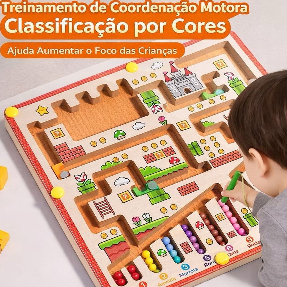 Brinquedo Pedagógico Labirinto de Bolinhas Magnéticas – Aprender Brincando Com Lógica