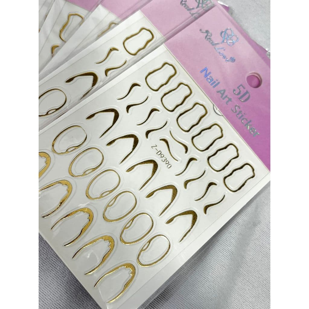 Adesivo 5D Unhas – Metálico Dourado -Prata Geométrico – Real Love – Bronzeado – Nail Art