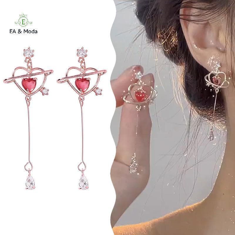 EA & Moda 1 par de brincos requintados em formato de coração, adequados para mulheres e meninas, brincos elegantes, este