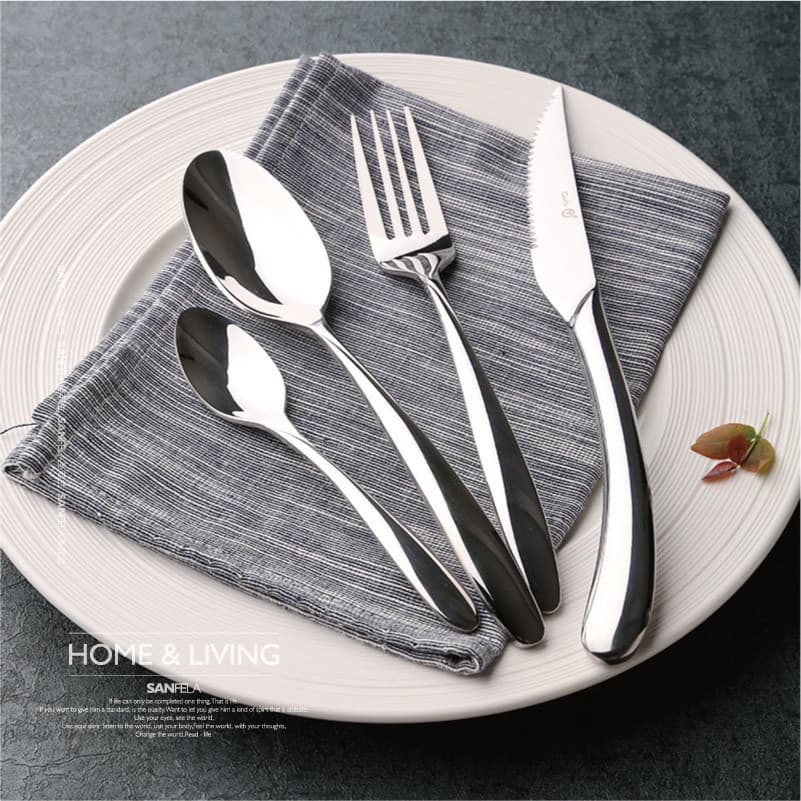 Colher de talheres de aço inoxidável doméstico, talheres de comida ocidental, conjunto de quatro peças, estilo ocidental