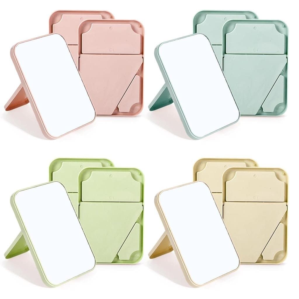 DEAYOU Pacote com 12 Espelhos de Maquiagem de Mesa, Espelho de 8" para Penteadeira com Suporte, 90 ° Espelho de Viagem P
