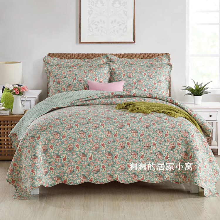 Capa de cama de algodão para exportação de comércio exterior, conjunto de três peças, colcha acolchoada lavada coreana,