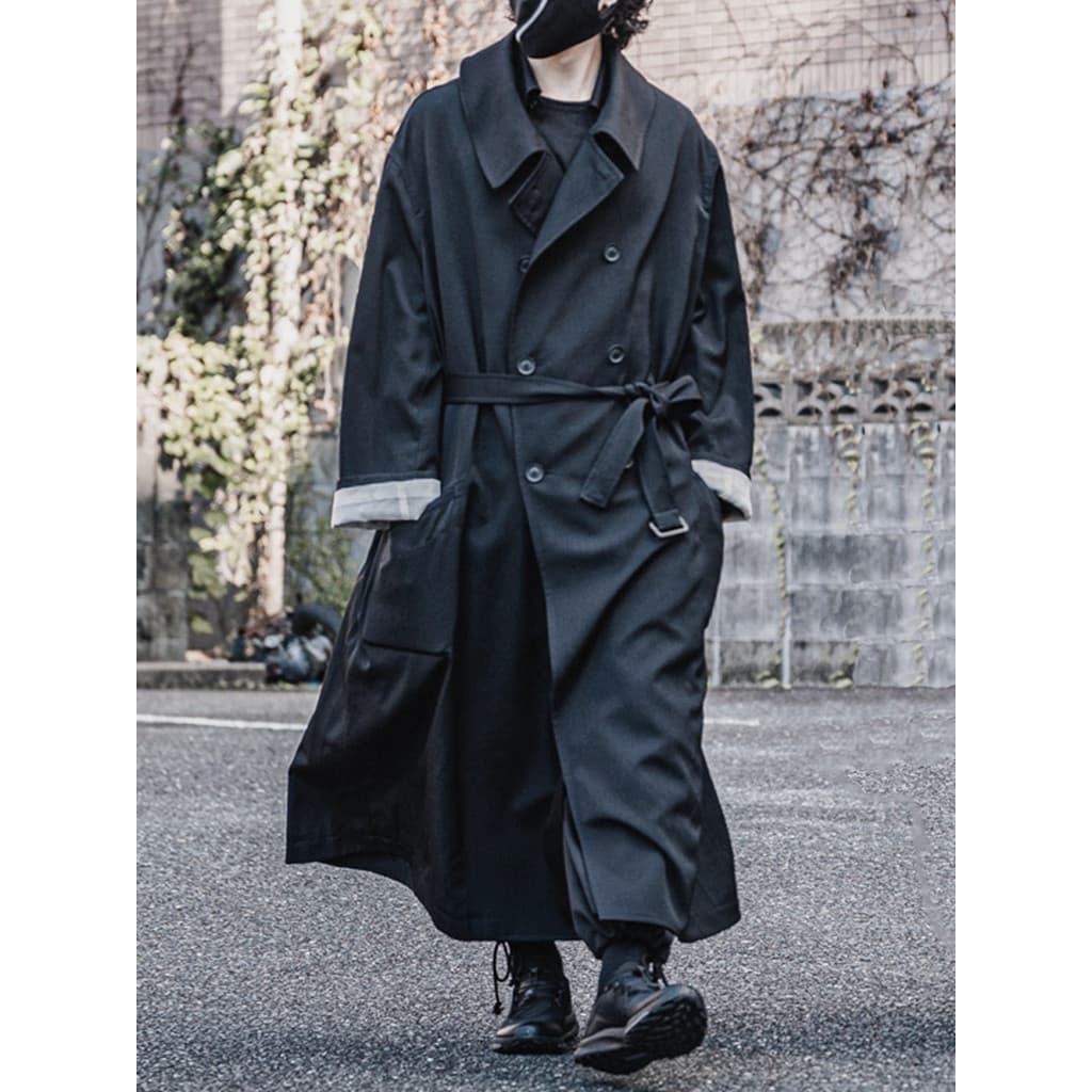 GAOSTUDIOS outono inverno preto Super longo solto grande blusão masculino clássico japonês Retro grande lapela longo gro