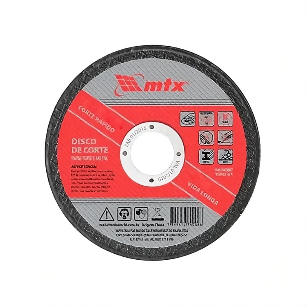 DISCO DE CORTE, PARA INOX E METAL, 115 X 1 X 22,23MM - MTX