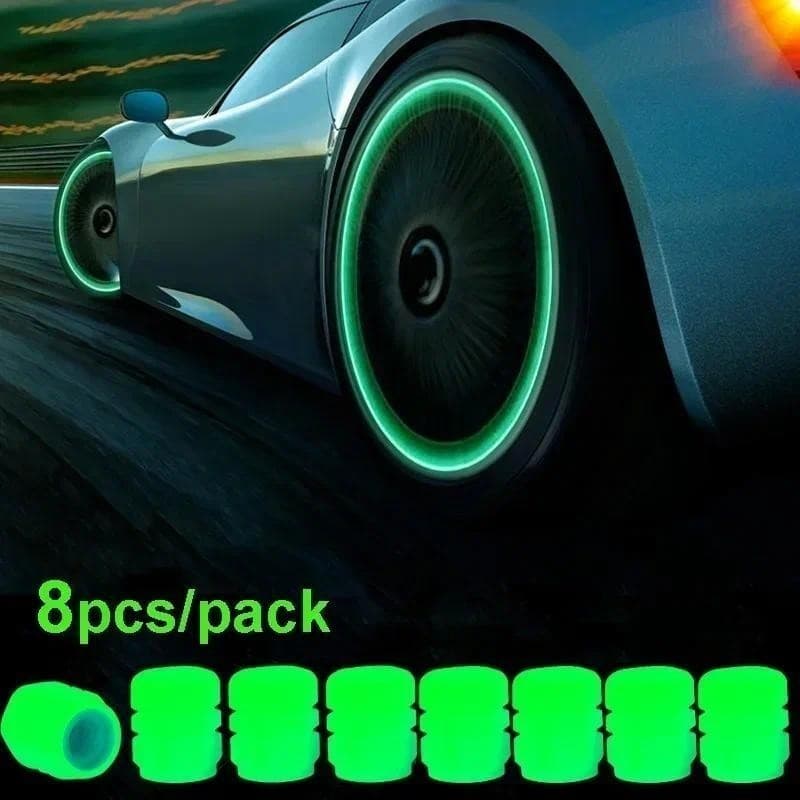 Kit 8 Unidades de Tampa De Bico de Válvula De Pneus Cor Fluorescente Luminosa Para Moto Carro e Motocicleta Bicicleta